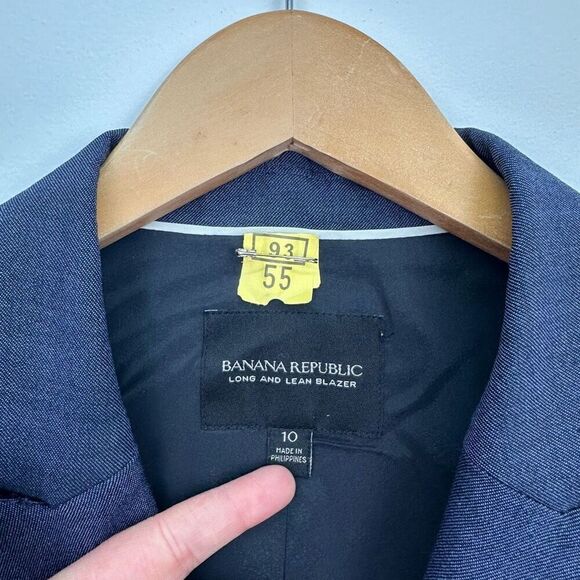 Banana Republic Women’s Wool Blend Navy Long and Lean Single Button Closure Blaz - Picture 5 of 14